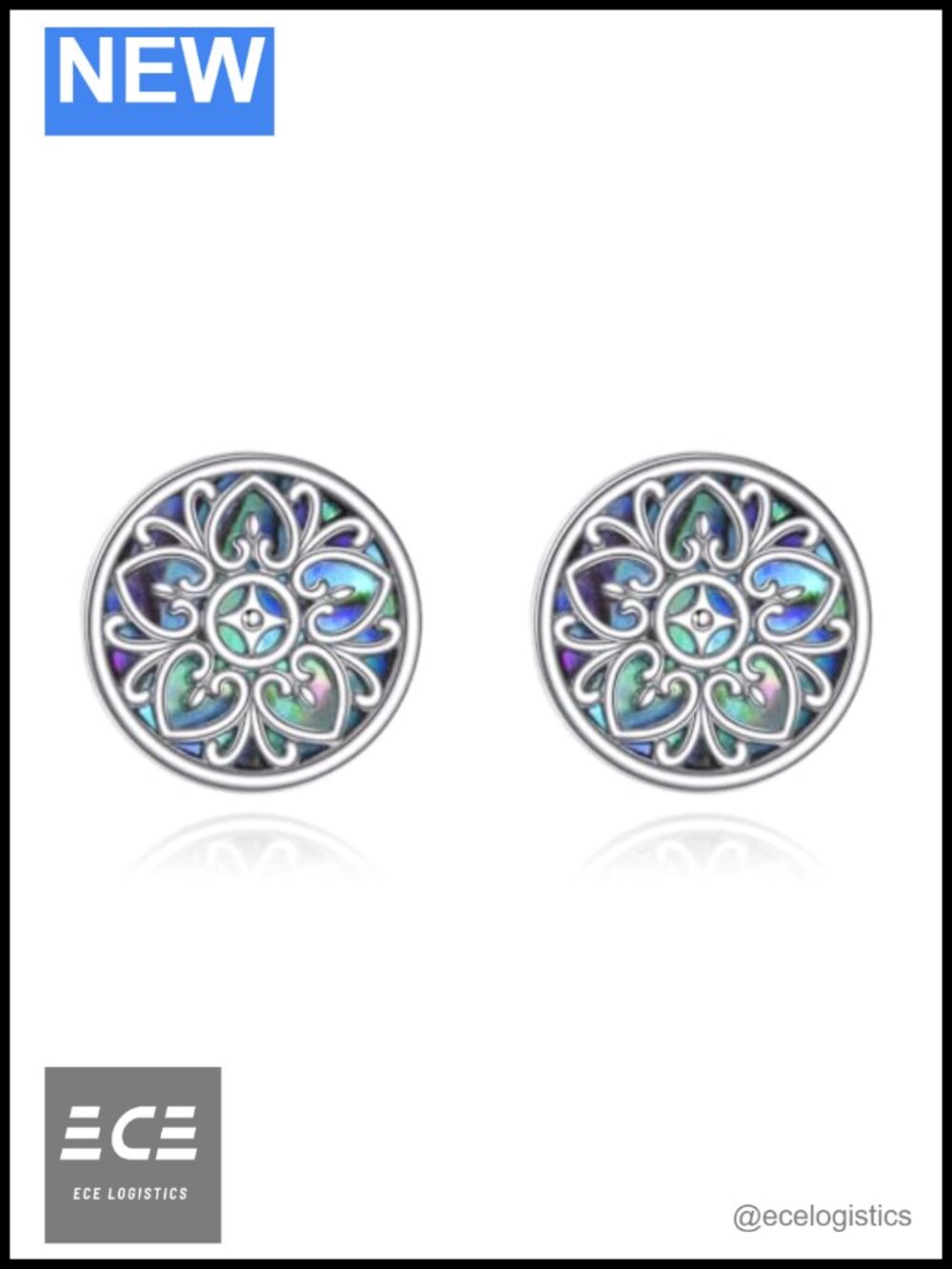 Sterling Silver Lotus Stud Earrings 925 Abalone Dainty Small Women Jewelry Gift